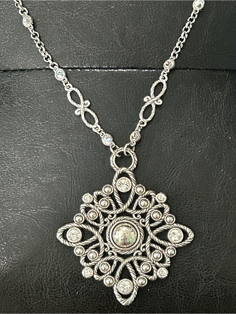 Retired Brighton Ornate Reversible Medallion Pendant Necklace W/Tin